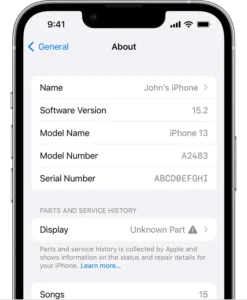 unknown part display
