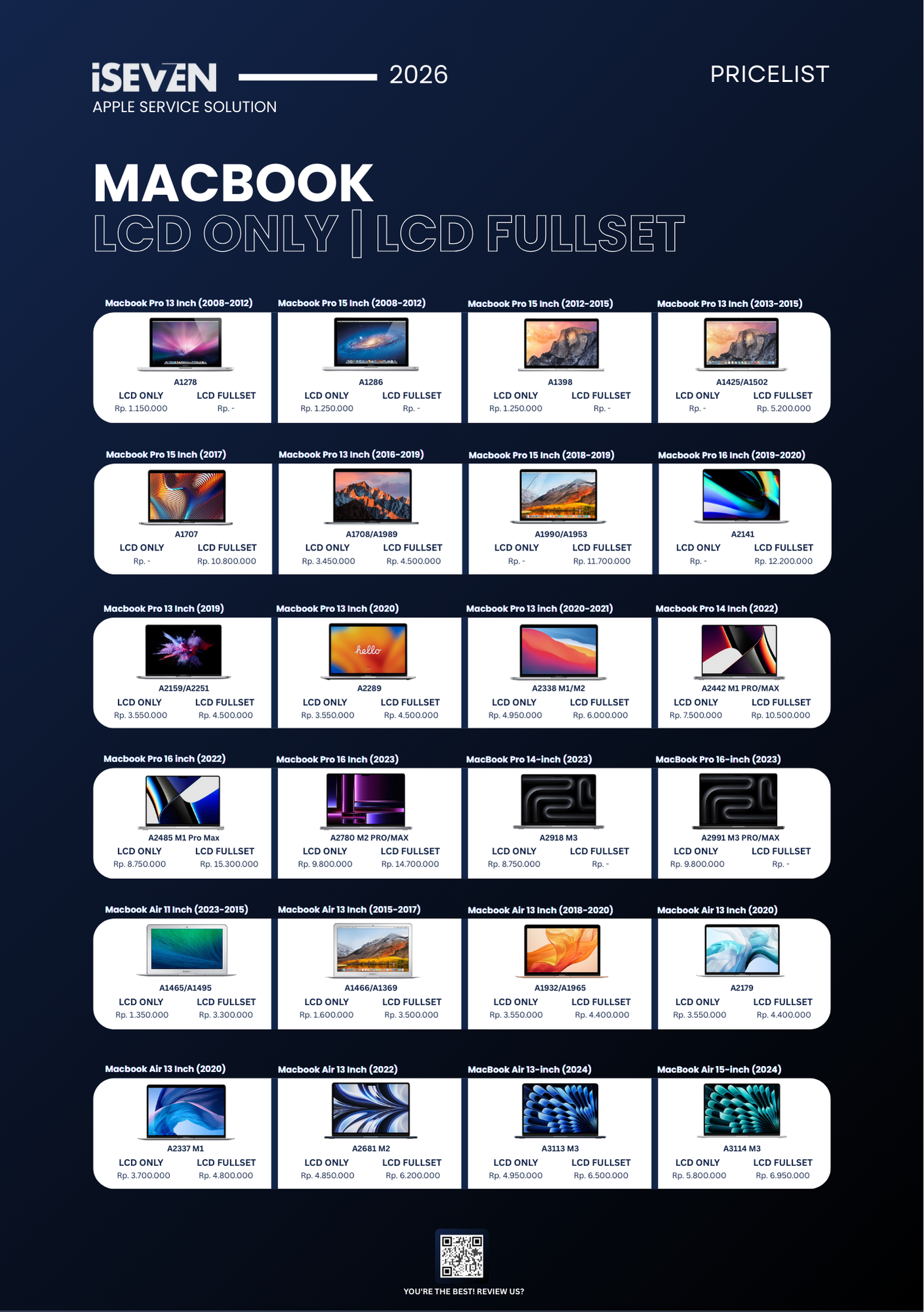 Pricelist LCD Macbook 2026