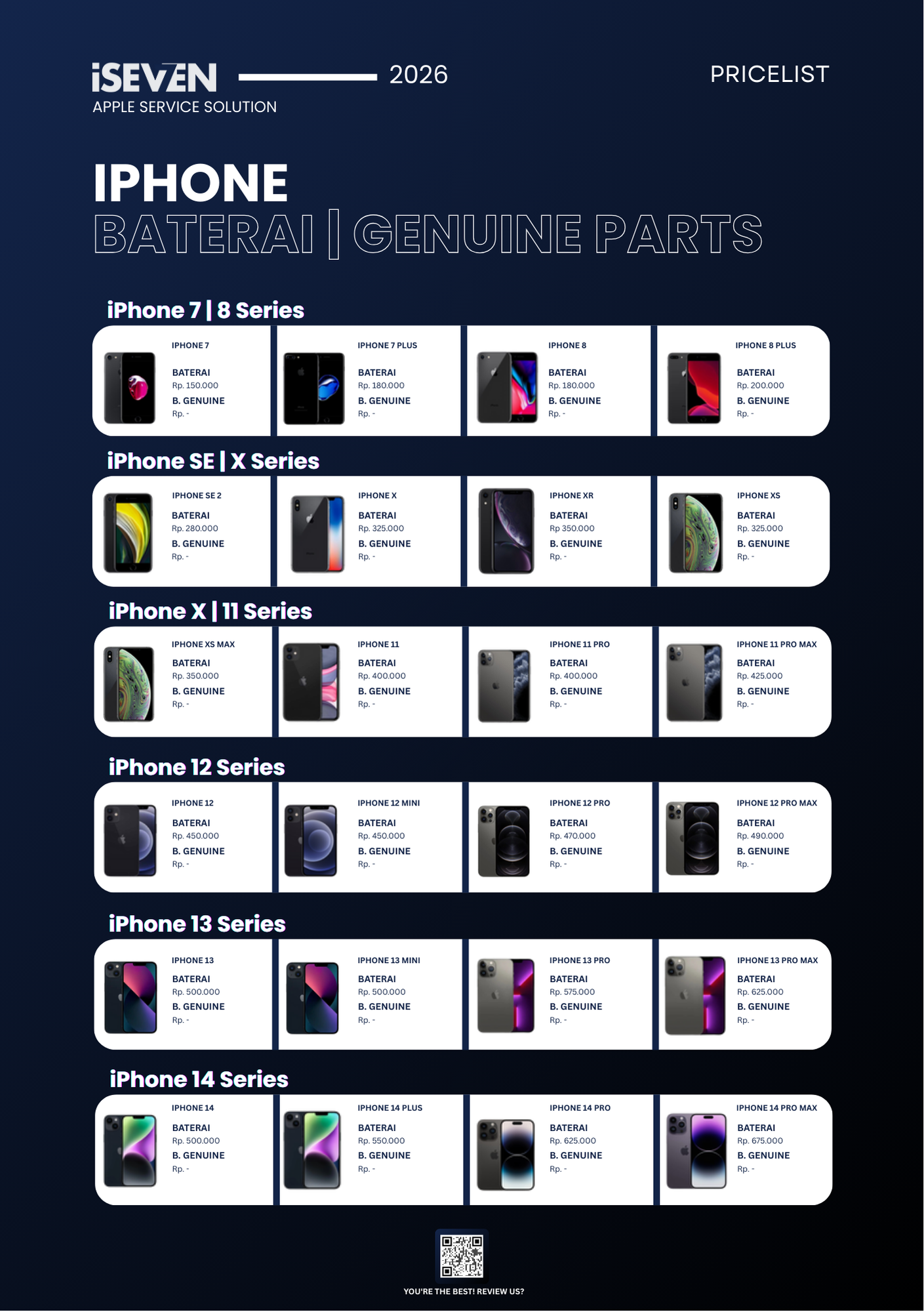 Pricelist Baterai iPhone 2026