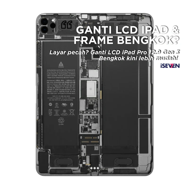 Ganti LCD iPad Pro 12.9" Gen 3 Bengkok di Frame